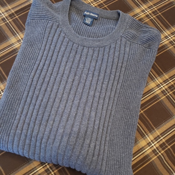 HIGH SIERRA BLUE KNIT RIBBED SWEATER XXL - Picture 2 of 8